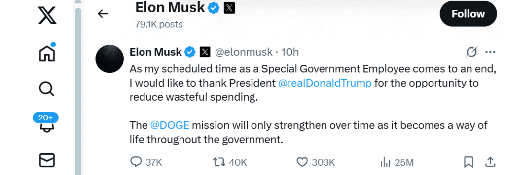 ELON MUSK RESIGNS